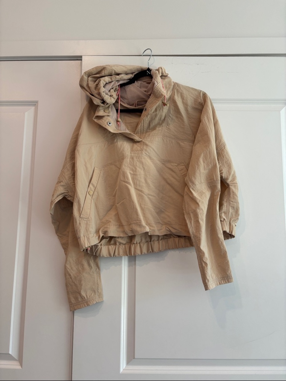 FP movement sz LG new Light Beige Hooded Windbreaker Jacket
